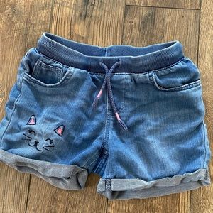 Cat & Jack Girls Denim Shorts w/ Cat Face 10/12